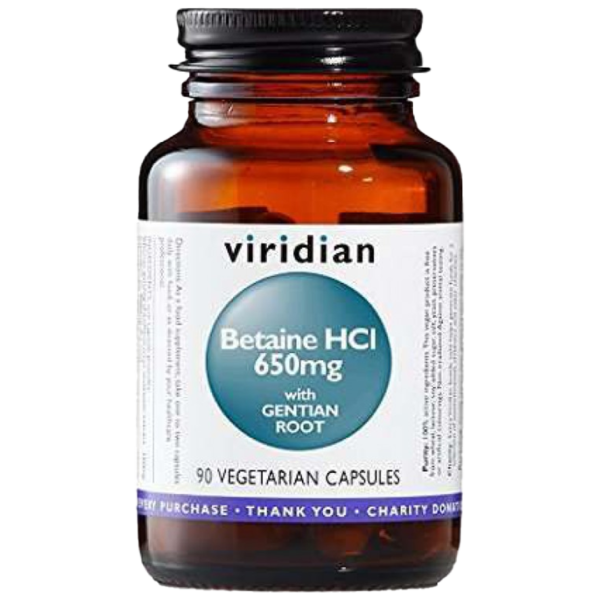 Viridian Betaine HCL 650mg with Gentian Root